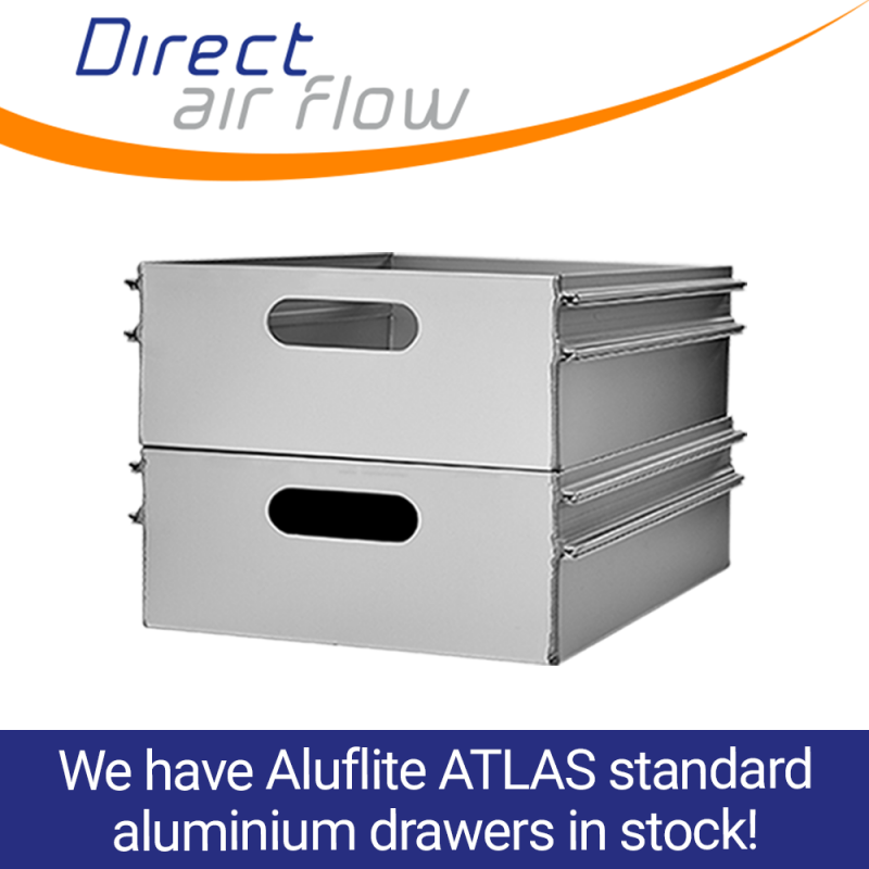 aluminium catering drawers, ATLAS standard aluminium drawers, inflight catering drawers, ATLAS trolley drawers, aluminium drawers, product spotlight featuring Aluflite aluminium drawers - Direct Air Flow