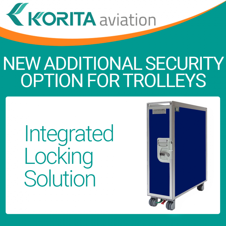 integrated locking solution,additional padlock/seal option, airline cart options, bespoke trolley design,airline catering trolleys, duty-free trolleys, korita aviation trolleys/cart options